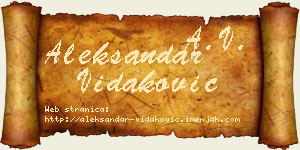 Aleksandar Vidaković vizit kartica